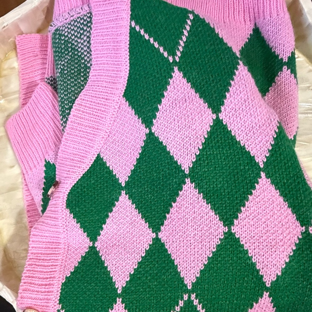 Oversized pink and green cardiagan